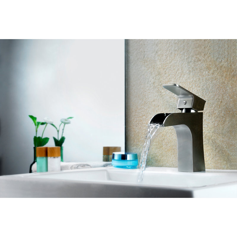 Brushed Nickel Single-Handle Bathroom Faucet with Lead-Free Brass