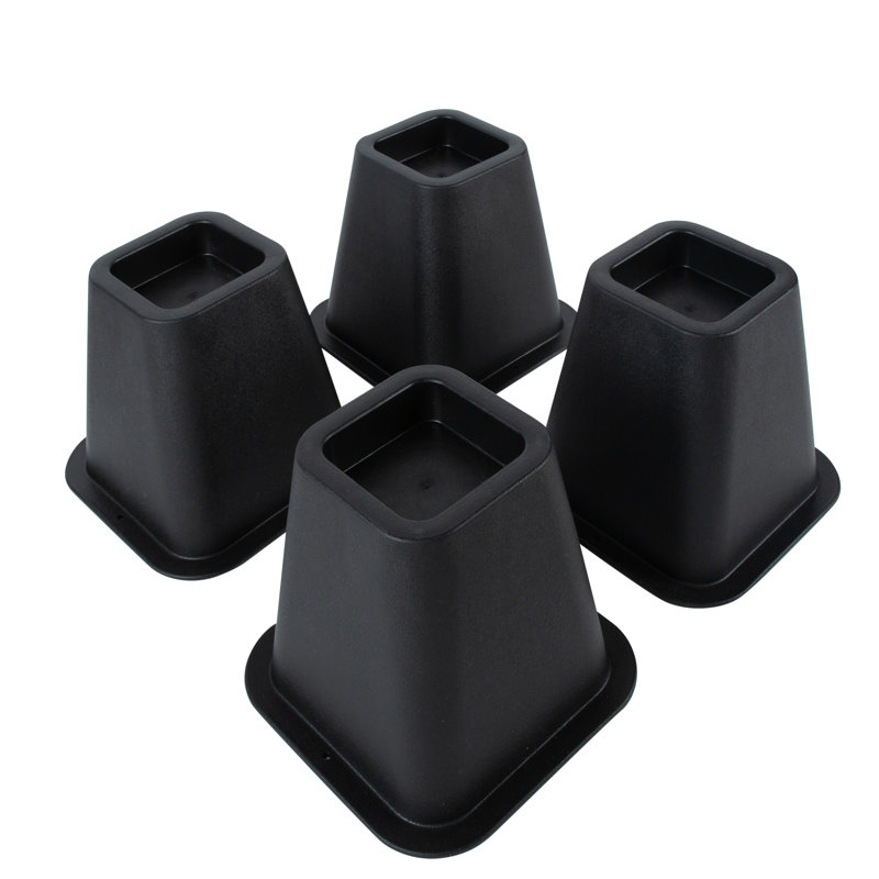Simplify Black Durable Plastic 6'' Bed Risers Set of 8