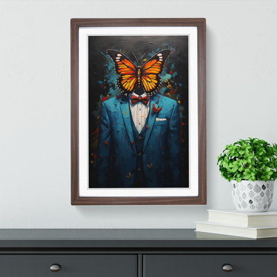 Butterfly in a Suit Painting No.3 1 Piece Single Picture Frame Wall Art