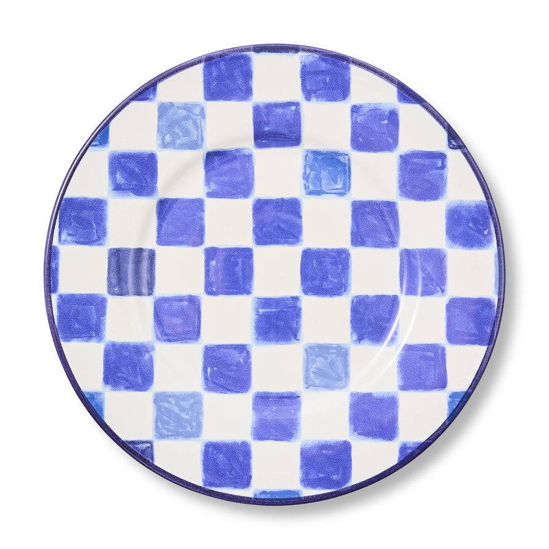 Check Salad Plate, Purple/White