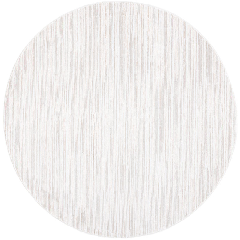 Vision Striped Area Rug In Ivory, Round 201 cm