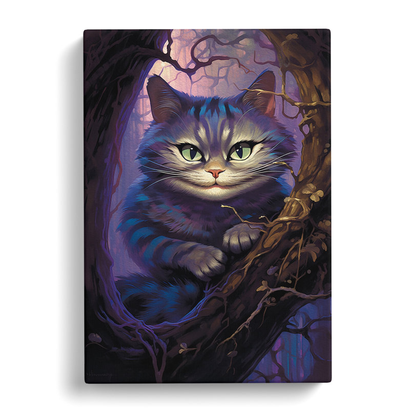 Cheshire Cat Nouveau - Print on Canvas, 50cm H x 35cm W x 3cm D