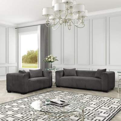 Provence 2-Piece Luxury Corduroy Living Room Set