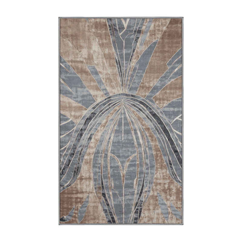 Tapis gris lavable à la machine, Rectangle 7 pi x 9 pi