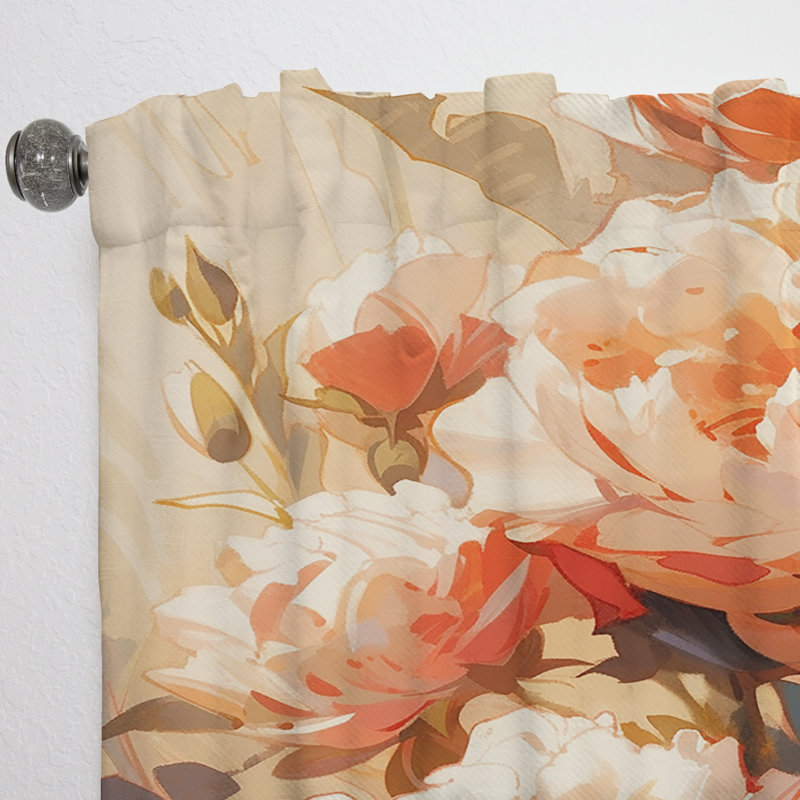 Burns Peony Whispers Bouquet III - Peony Curtain - Velvet Room Darkening - 1 panel, 52" W x 95" L