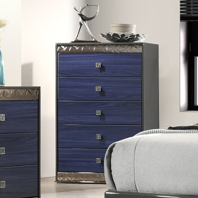 Hartlepool Glam Chest, Ash Gray/Indigo Blue