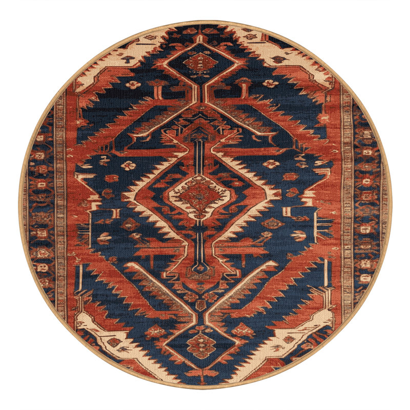 Machine Washable Persian Brown Area Rug, Round 7'