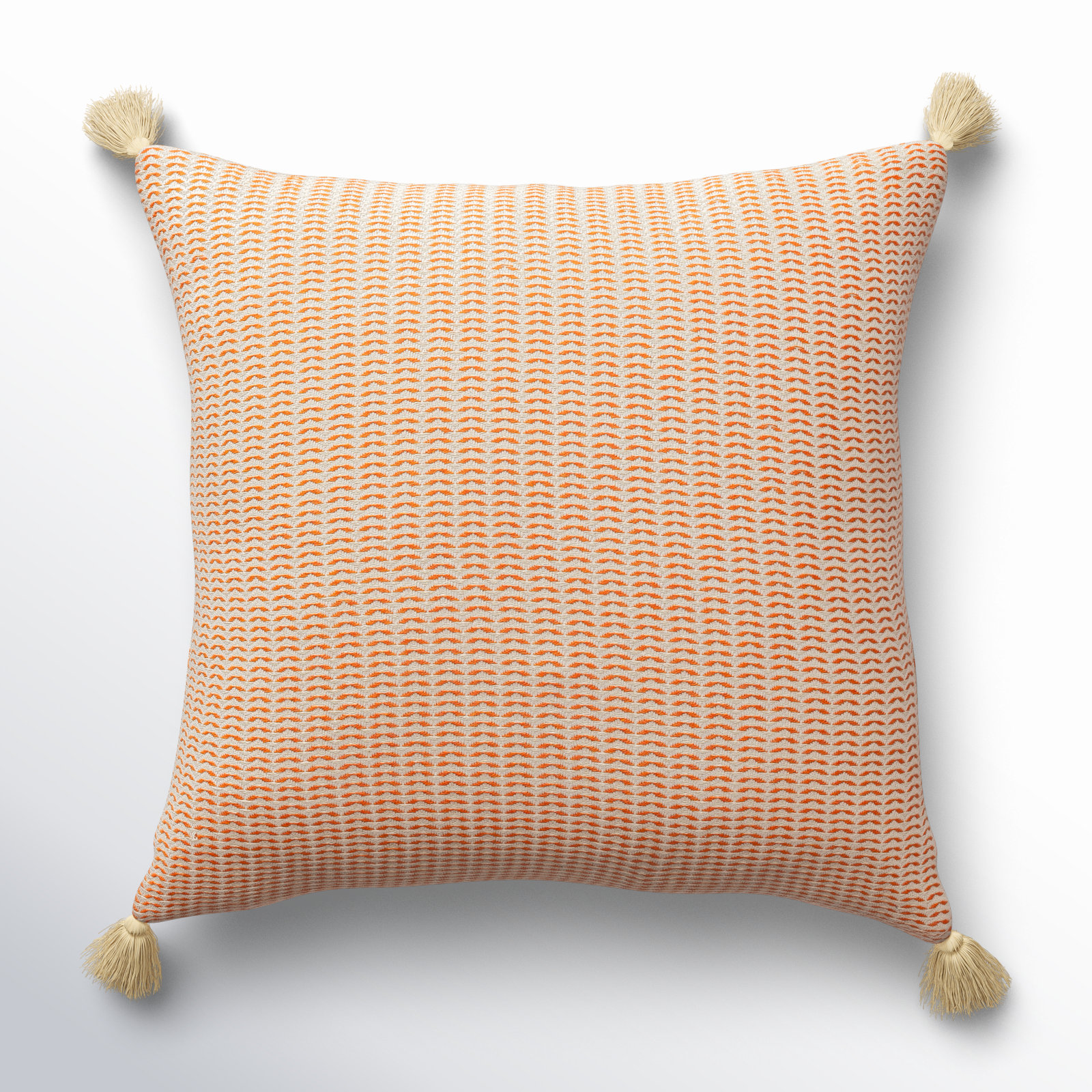 Brenly Turkish Cotton Striped Square Throw Pillow, Orange, Down