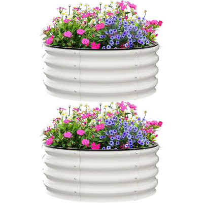 2PCS blanc 4 * 4 * 1FT Lit de jardin surélevé en métal galvanisé extra robuste pour jardin