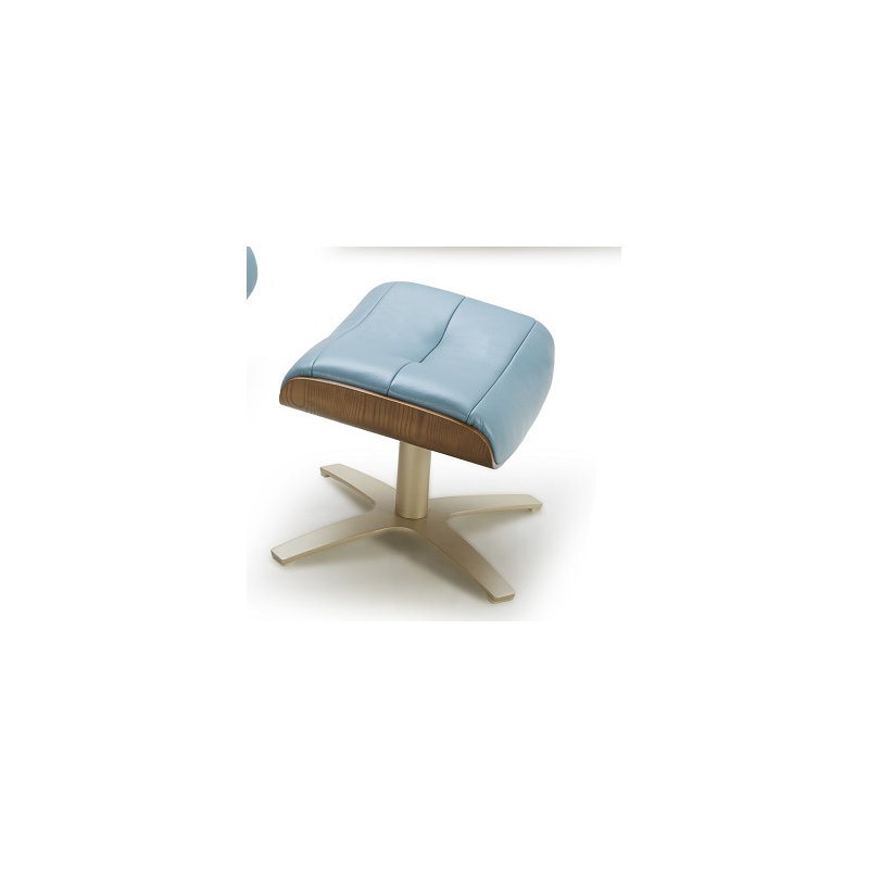 Dakota Leather Ottoman, Blue Genuine Leather