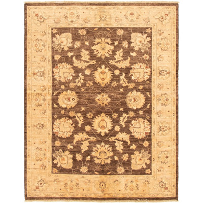 Tapis zone en laine beige/brun 4 pi 10 po x 6 pi 7 po one-of-a-kind à la main noué la 2010 chobi Erwan