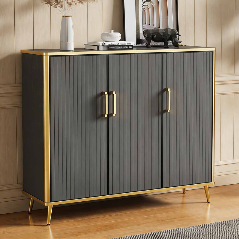 Armoire à chaussures de style américain, Grey, H 39,37 po x l 51,18 po x P 14,17 po