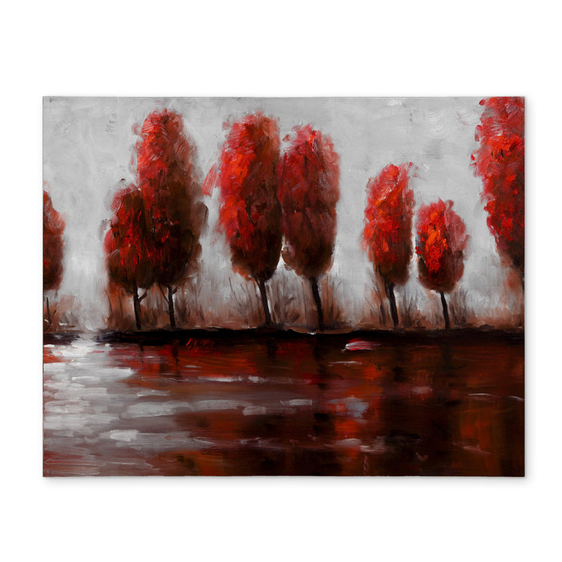 Red Trees Polyester Placemat - Gray Trees Home Decor
