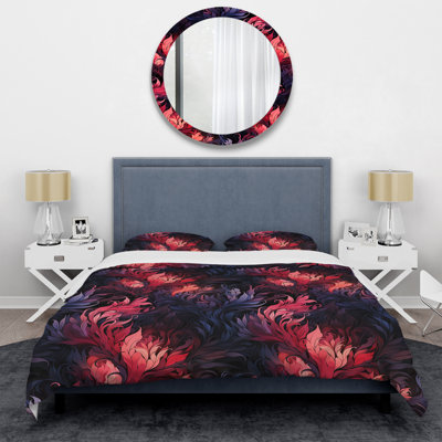 Crimson Twilight Moody Patterns II Floral Duvet Cover