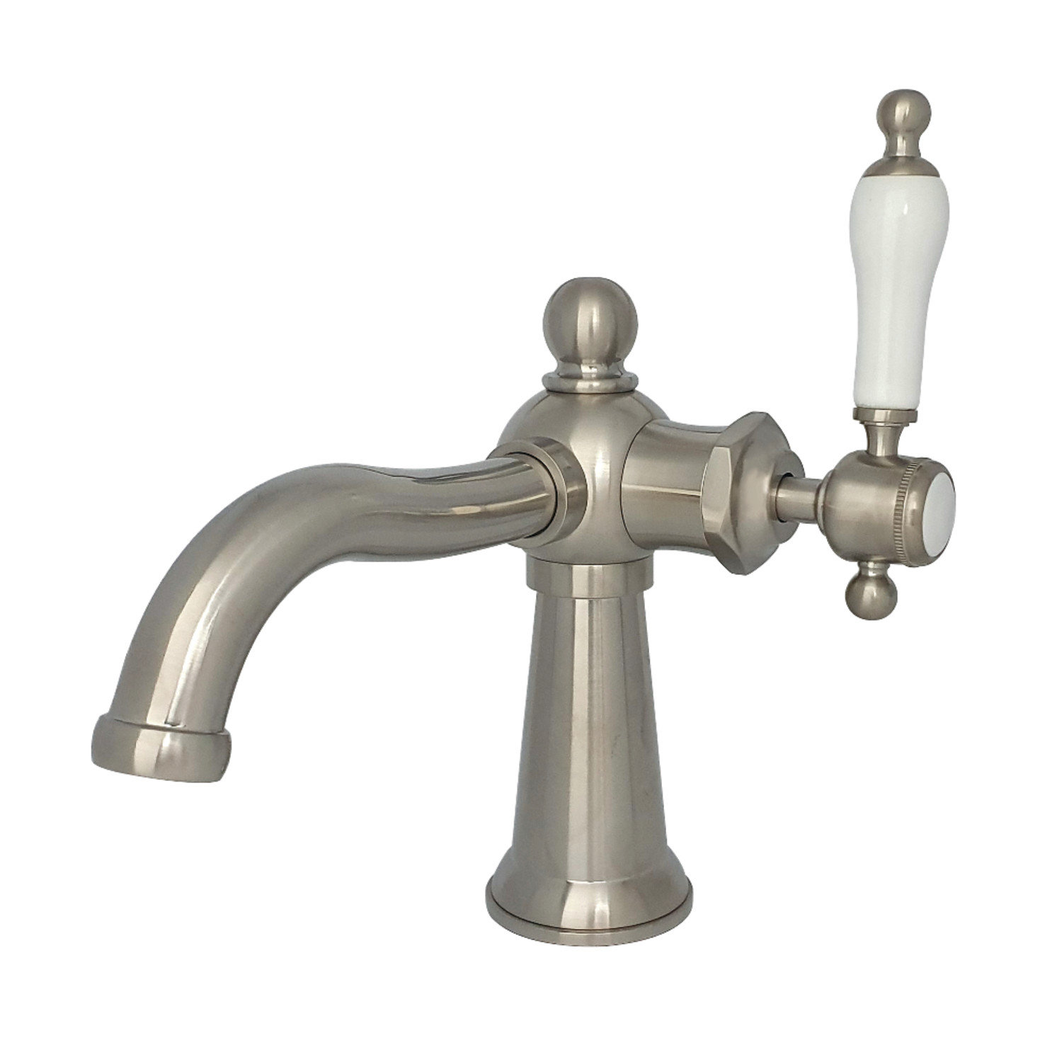 Kingston Brass Nautical Single-Handle 1-Hole Deck Mount Bathroom Faucet with Push Pop-Up, Brushed Nickel
