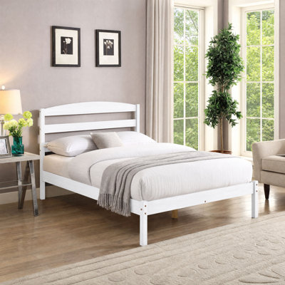 Genivieve Solid Pine Wood Full Bed Frame With Headboard & Footboard – No Box Spring Needed