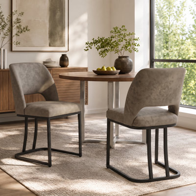 Ensemble de 2 chaises de salle à manger en similicuir, rembourrées et sans accoudoirs