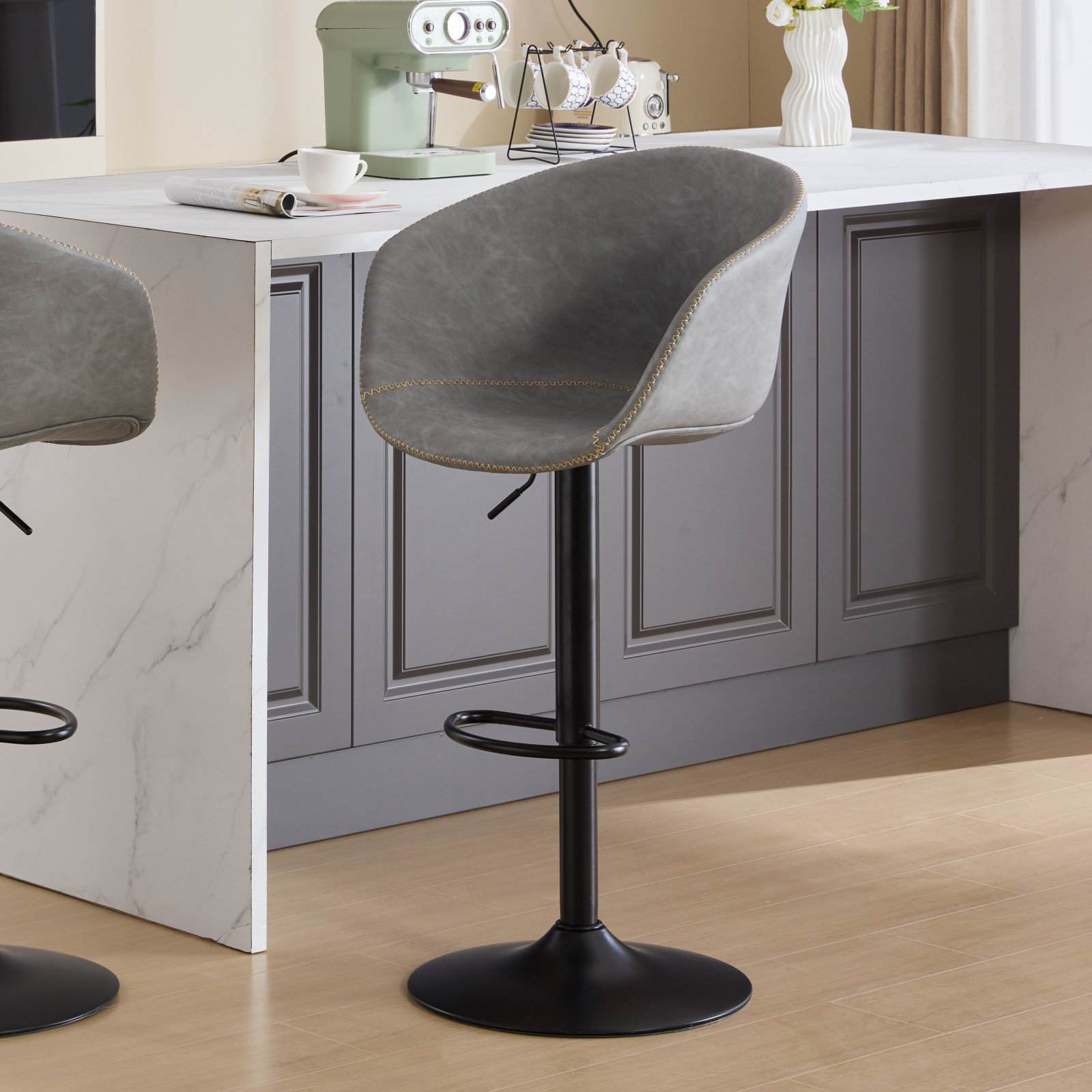 Ebern Designs Teray Swivel Upholstered Adjustable Height Counter Stool
