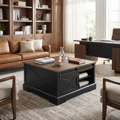 31.5" Square Lift Top Farmhouse Coffee Table with Storage for Living Room