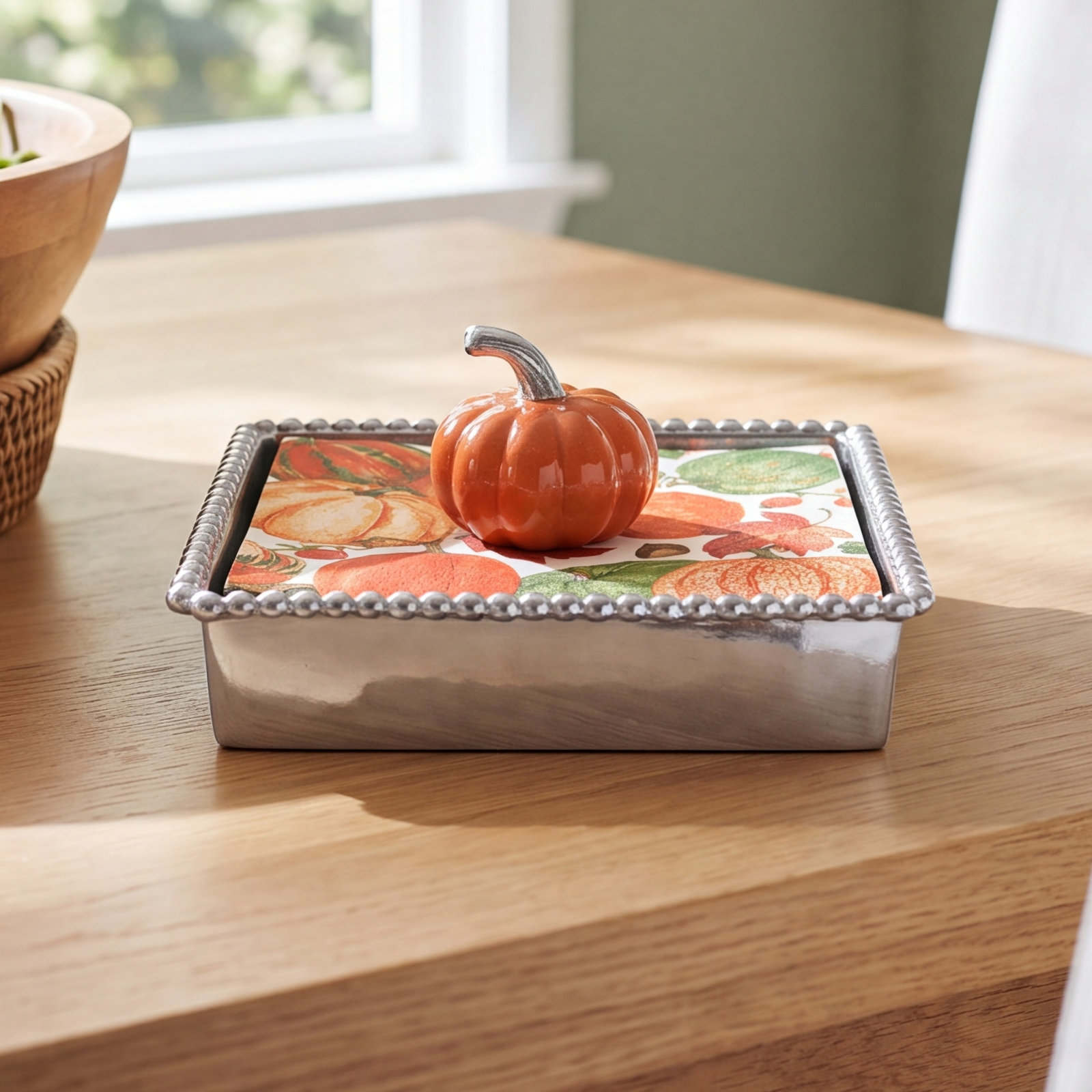 Festive Fall Pumpkin Beaded Napkin Holder