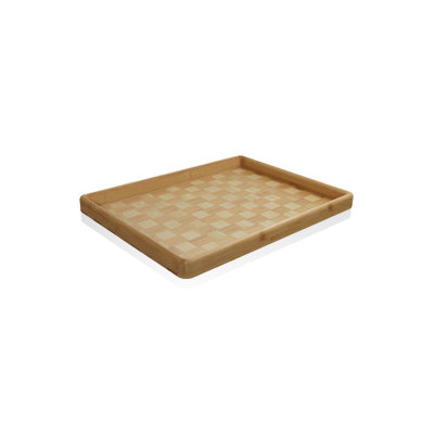 Elegant Bamboo Serving Tray, Walnut Finish, 15.7 x 12.6 x 1.2 inches | 100% Natural Bamboo, Eco-Friendly Design | Perfect for Entertaining, Breakfast in Bed, or Home Décor, Not Dishwasher or Microwave Safe