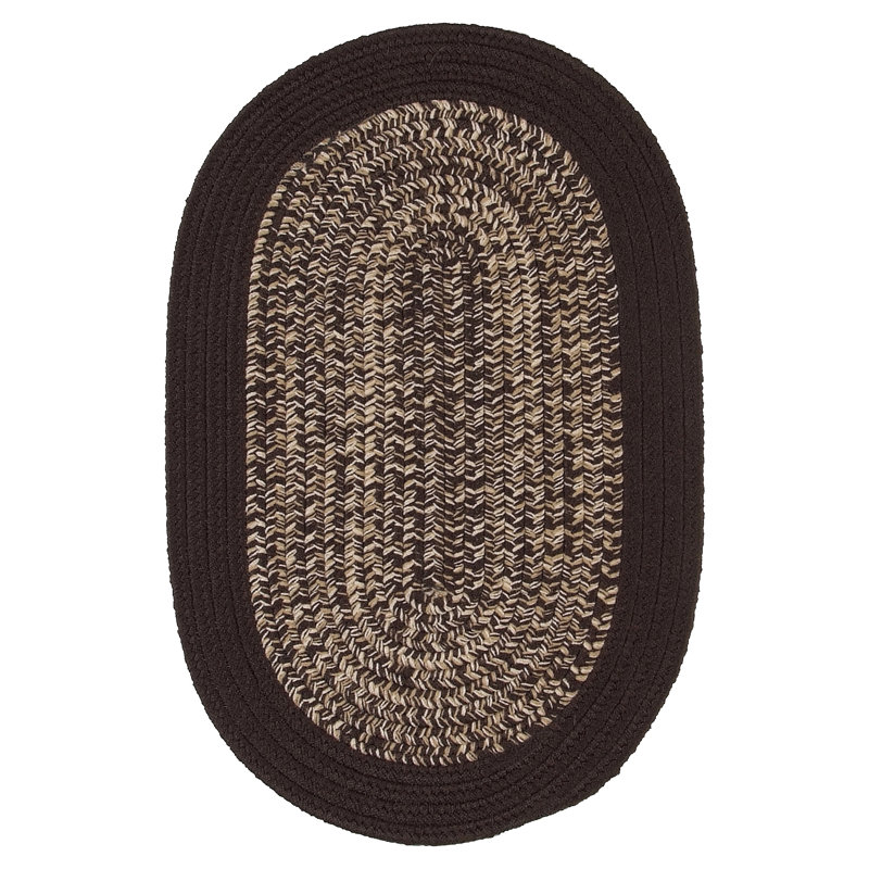 Tapis brun / gris tressé Nourcan, Ovale 12 pi x 15 pi