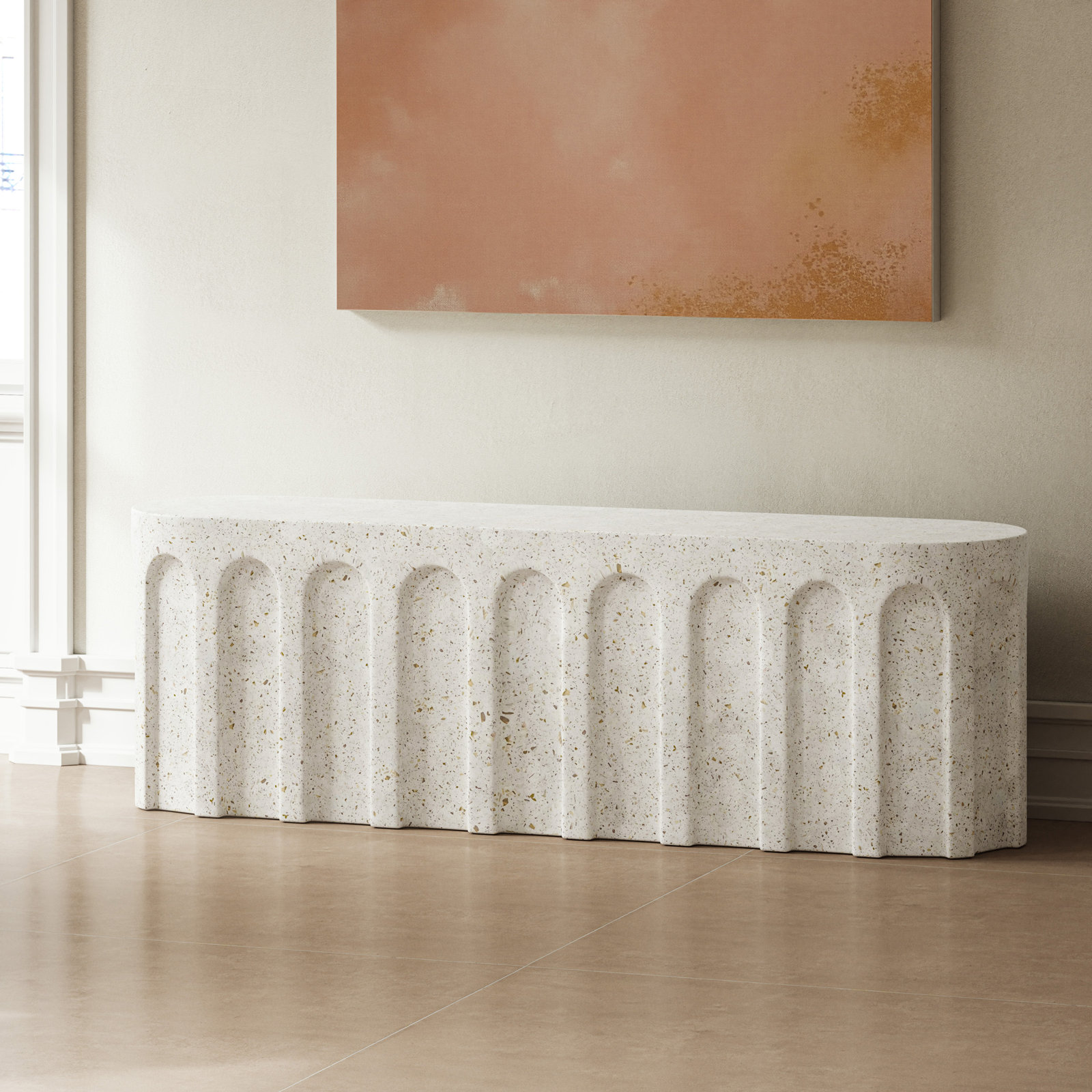 Mikah 55" Entryway Bench, Ivory