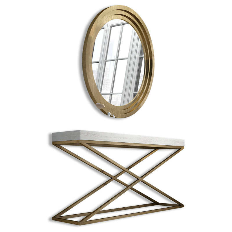 Ensemble de console et de Miroir Saphire, 31.5" H x 31.5" W x 15.6" D