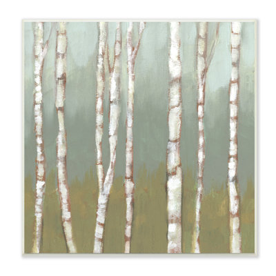 " Contemporary Birch Tree Forest Striped White Bark " Color Photography Painting