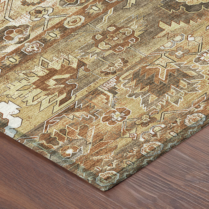 Machine Washable Indoor/Outdoor Chantille ACN2638 Global Rug, Gold, 8' Round