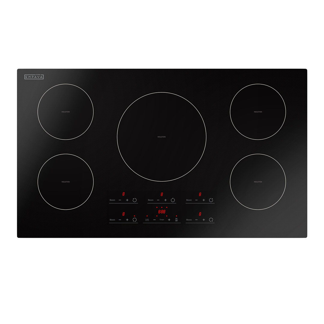 Touch Control, Built-in 36" Induction Cooktop with 5 Elements, in Black Empava