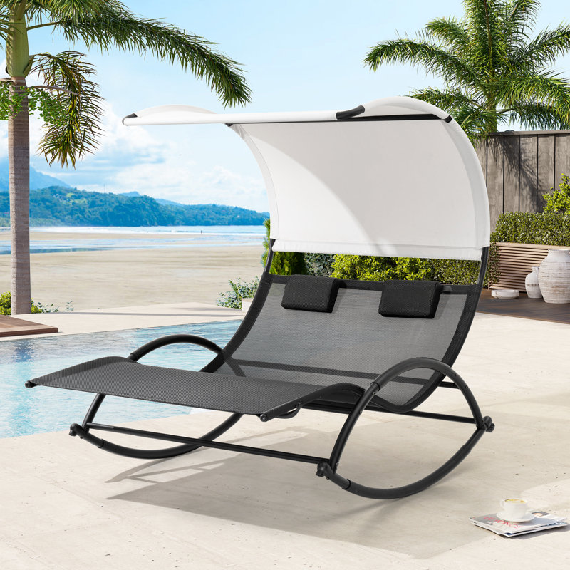 Double méridienne extérieure 63,7 po Gloversville, Noir / blanc