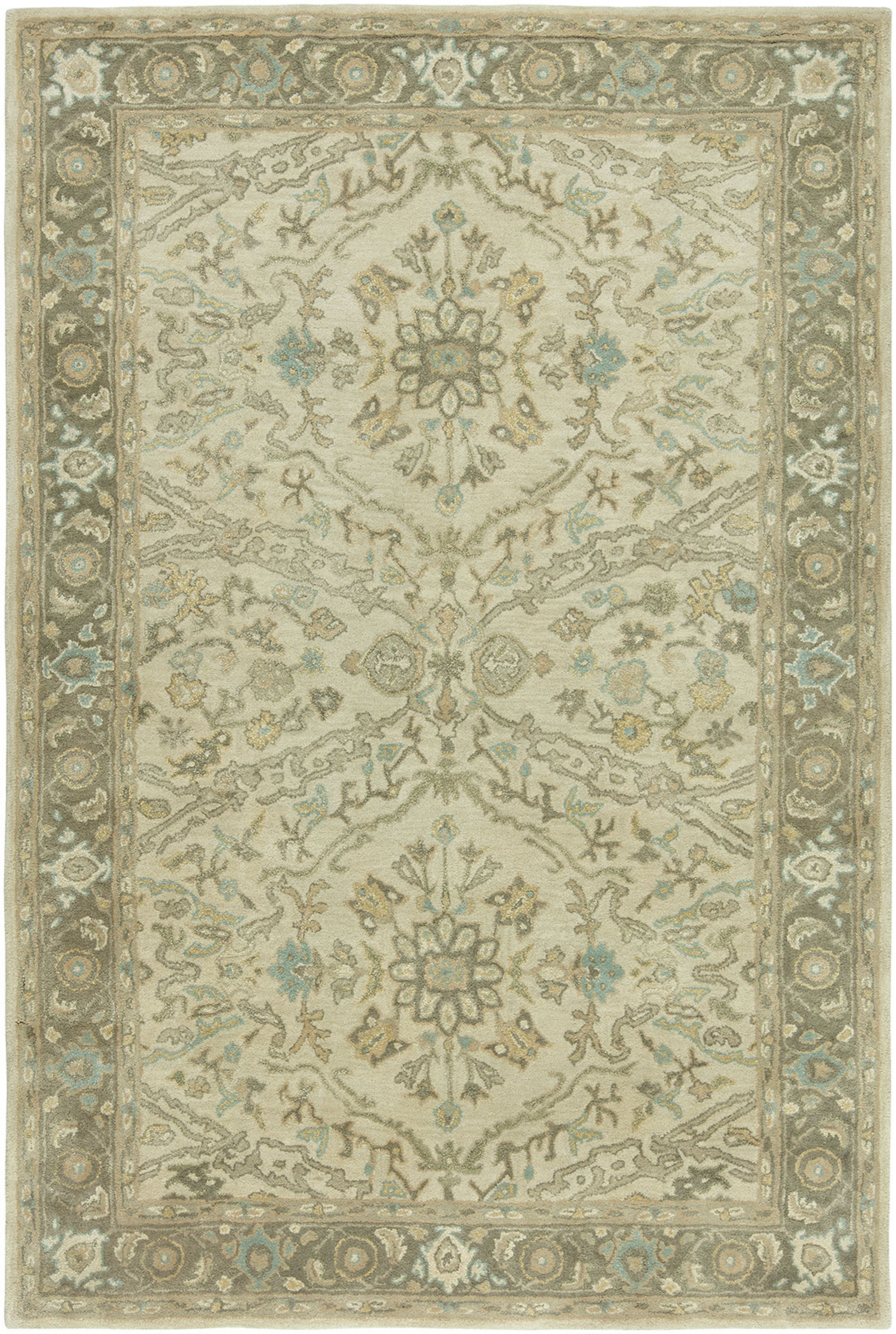 Stanley Floral Handmade Tufted Wool Green/Beige Area Rug August Grove Rug Size: Rectangle 8'6 x 11'6