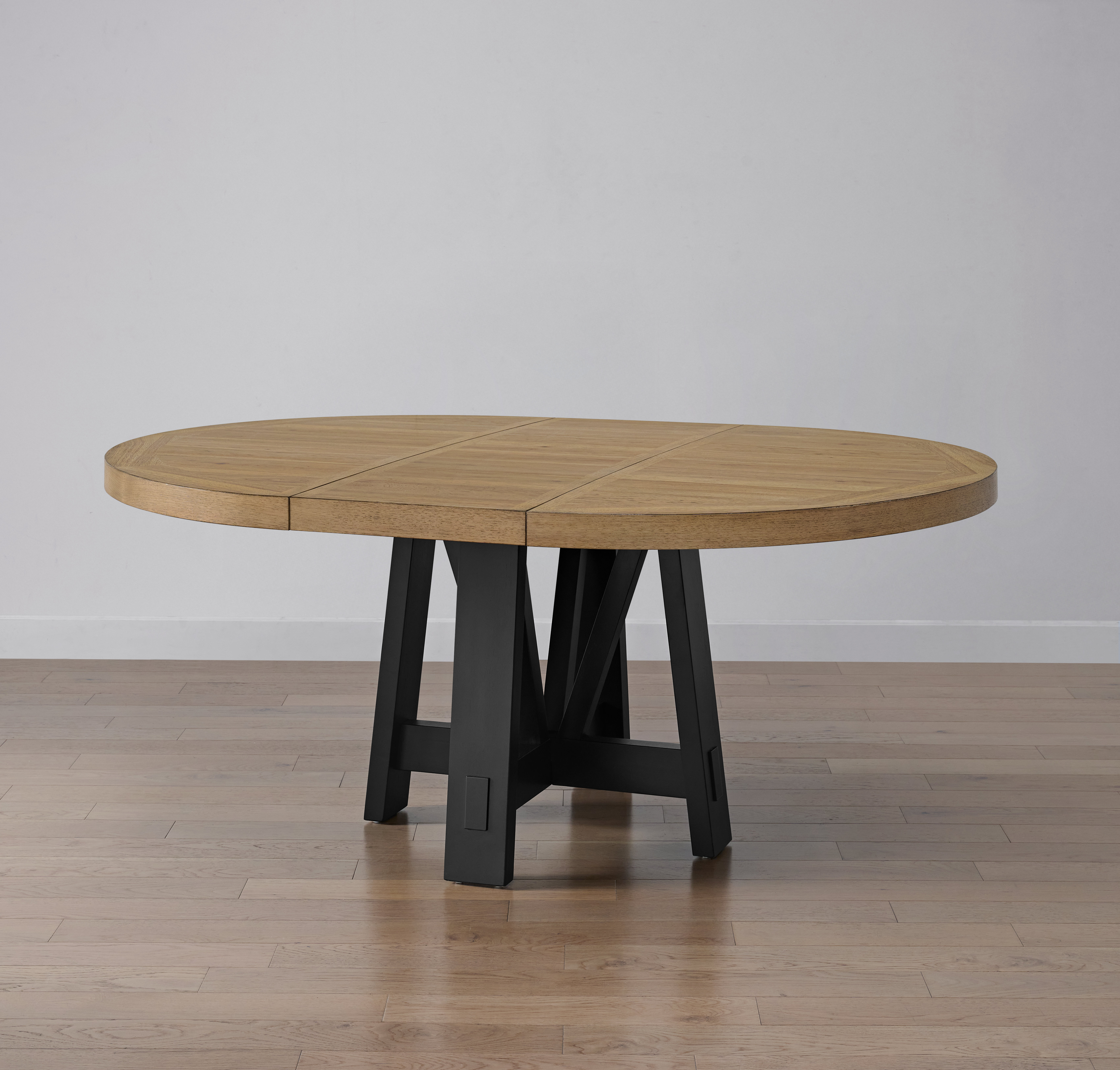 Latitude Run® Natural Round Table With Leaf | Wayfair