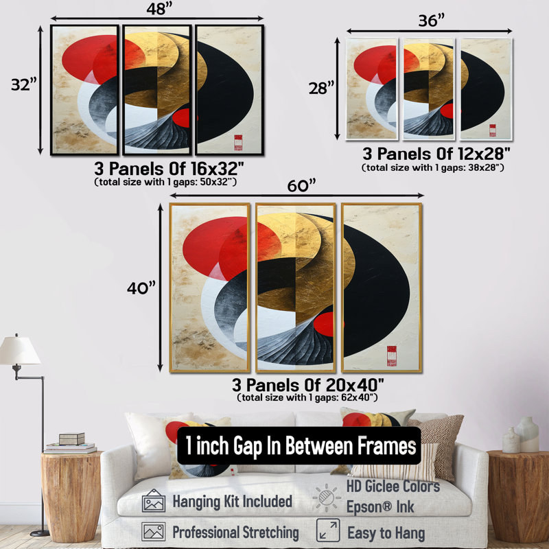 Ensemble d'art mural Ying Yang, Cadre flottant brun, H 40 po x l 60 po x P 1 po