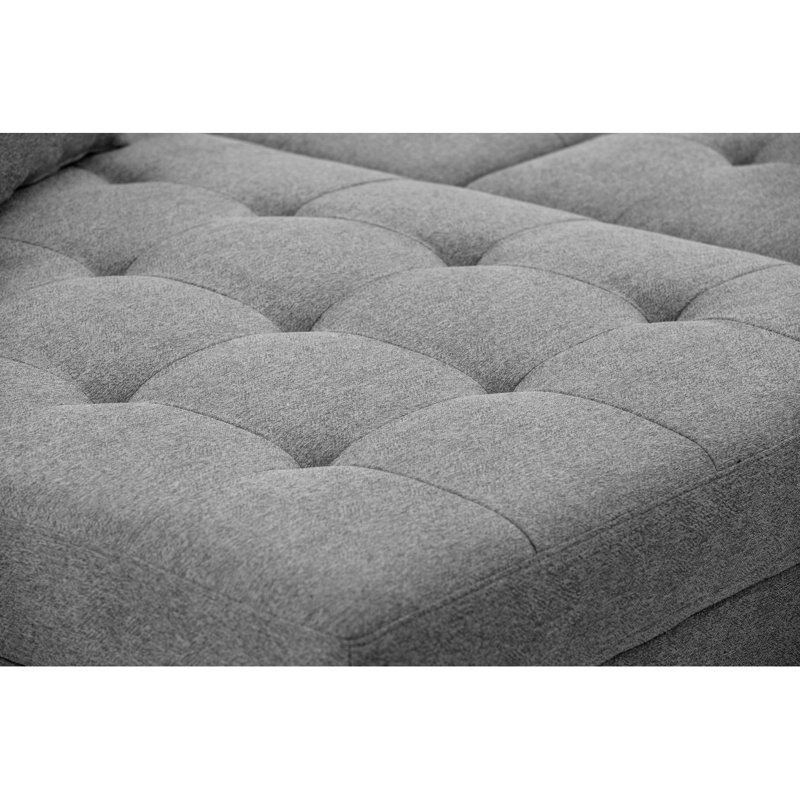 Ensemble de canapé modulaire en L capitonné à 3 sièges en L de 111 po Modern, Gris foncé