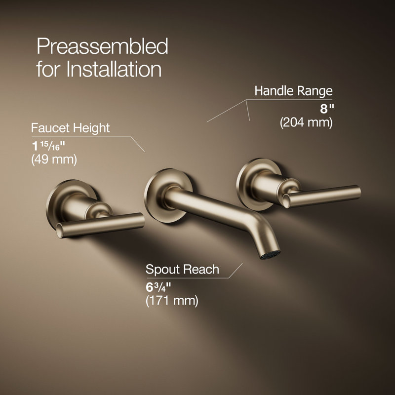 Purist® Wall-Mounted Bathroom Faucet, Vibrant Brushed Bronze, Lever Handle