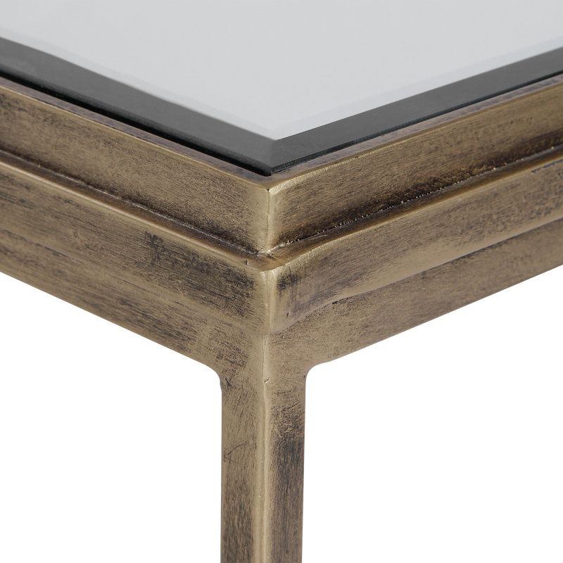 Glass Frame Nesting Tables, Antique Brushed Gold