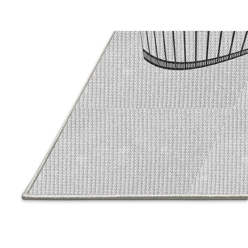 Tapis gris/zone noire à motifs, Rectangle 3 pi x 5 pi