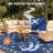 9' x 18' Waterproof Reversible Outdoor Rug, Plastic Straw Weave, Lightweight and Easy-Clean Patio Mat for Deck, Backyard, Camping or RV Use, Dark Blue-422947563-422947560