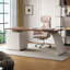 Bureau à 3 tiroirs brun noisette + beige massif massif + bois manufacturé-109080103-109080107