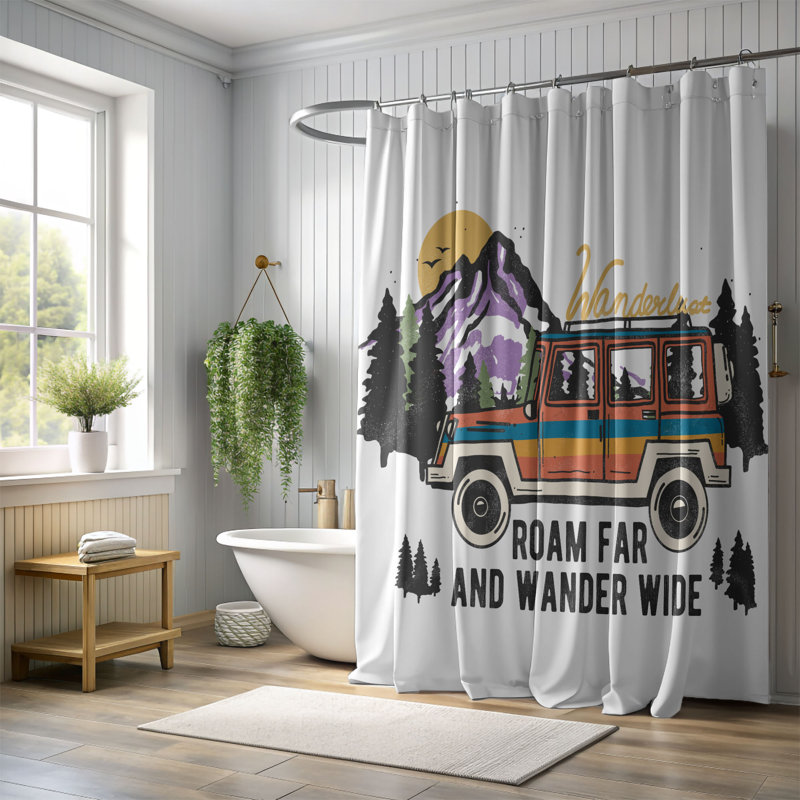 Rideau de douche 1 pièce Mountain Vibe, H 74 po x l 40 po