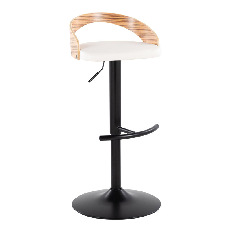 Tabouret de bar réglable et pivotant Grotto, Naturel / naturel, Blanc