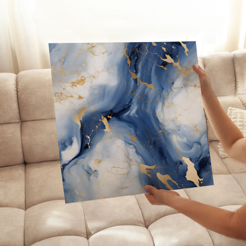 «Abstract Blue Geode Crystal Dream», reproduction d'art moderne sans cadre, H 12 po x l 12 po