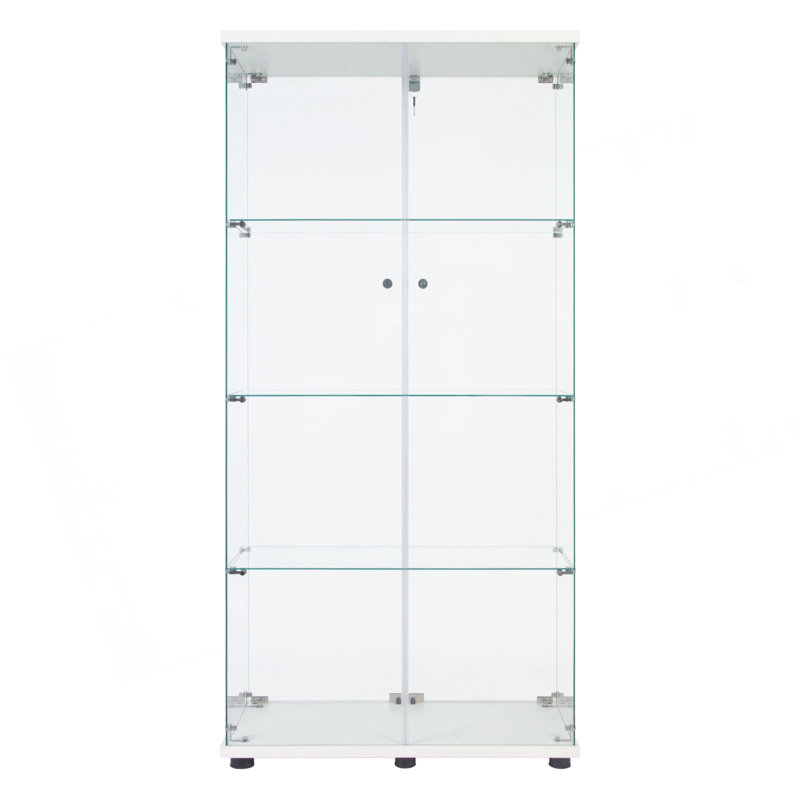 Armoire vitrée à 2 portes avec 4 lumières DEL, Blanc