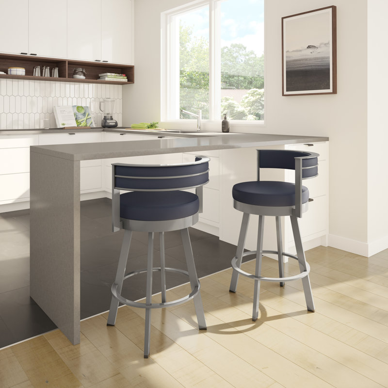 Tabouret de bar et de comptoir pivotant Matthews, Gris, Tabouret de bar (siège d'une hauteur de 30 po), Marine