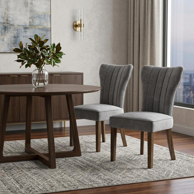 Ensemble de deux chaises Parsons rembourrées en velours gris et brun