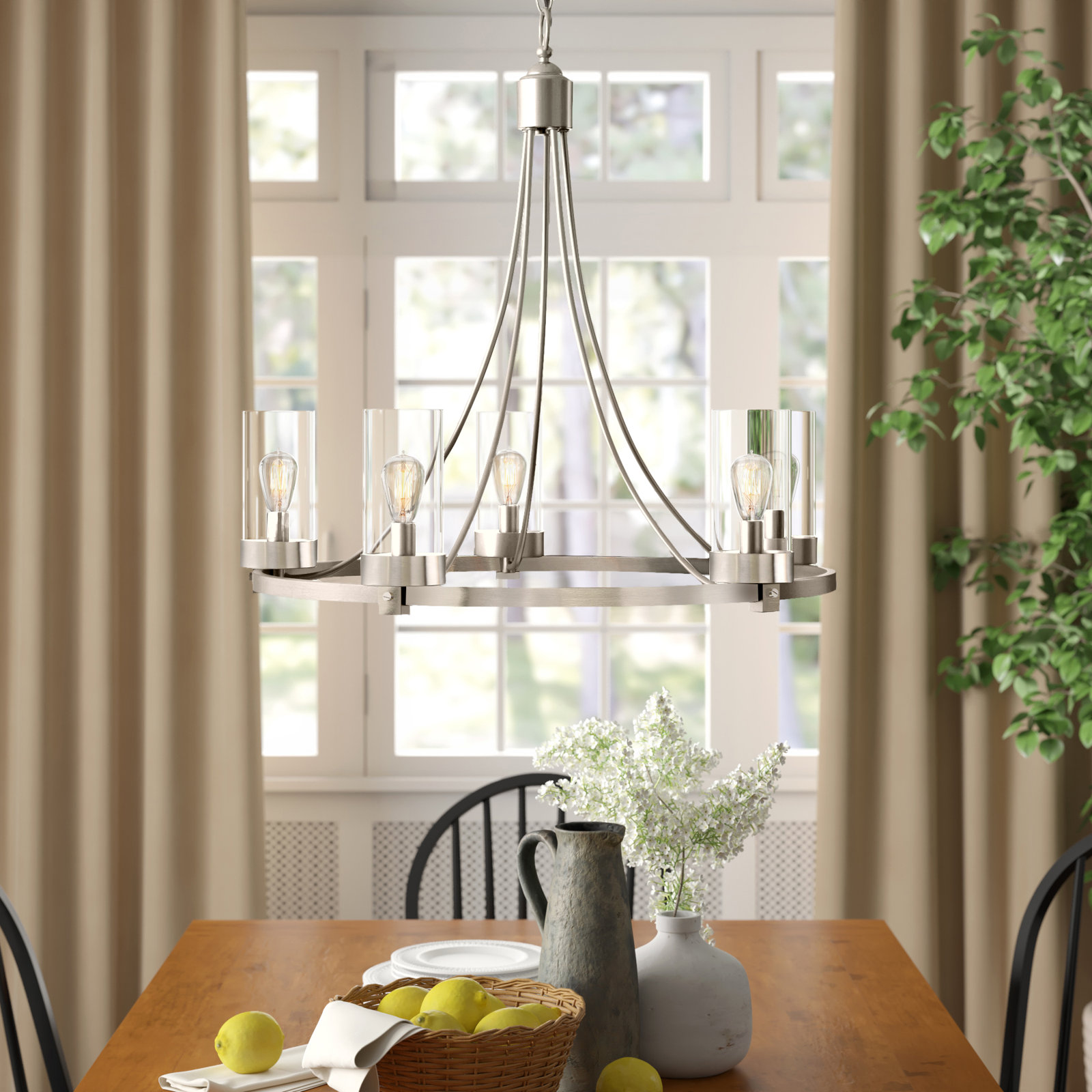 Laurie 5-Light Chandelier, Brushed Nickel