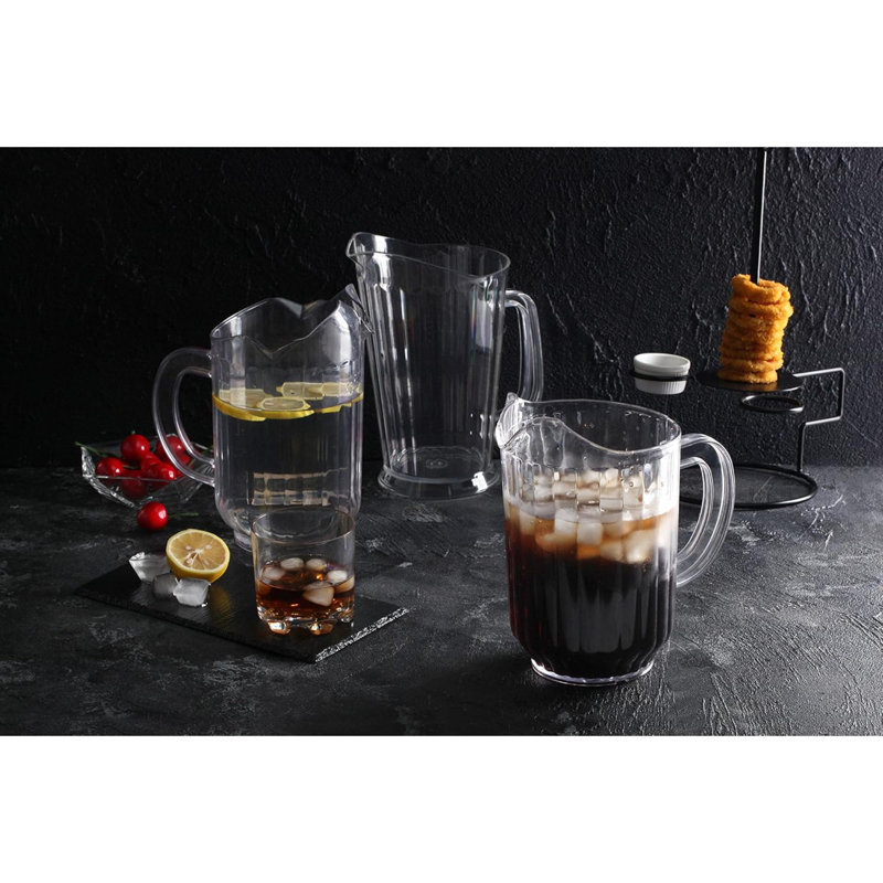 Pichet à eau en plastique en polycarbonate Resturant-Grade (style conique (transparent), 60 oz (ensemble de 12))