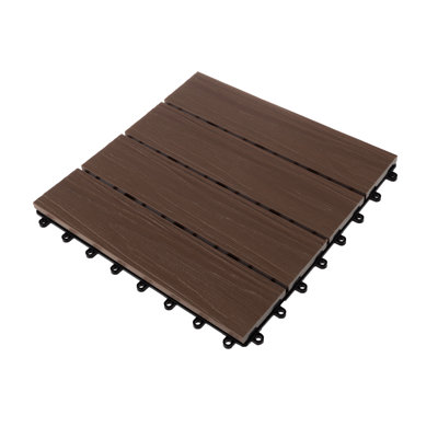 Ensemble de tuiles de patio - Carreaux de terrasse en bois / plastique à emboîtement